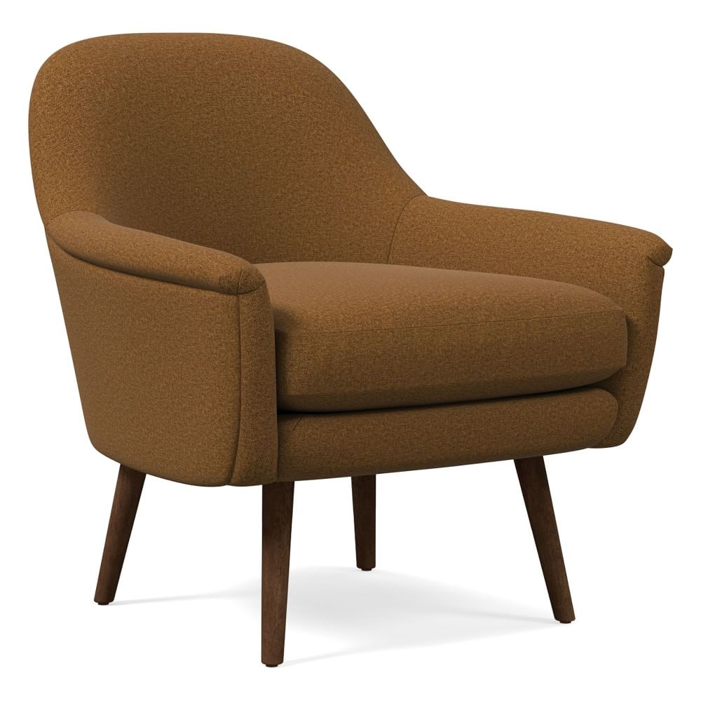 Phoebe Midcentury Chair, Poly, Distressed Velvet, Golden Oak, Pecan - Image 0