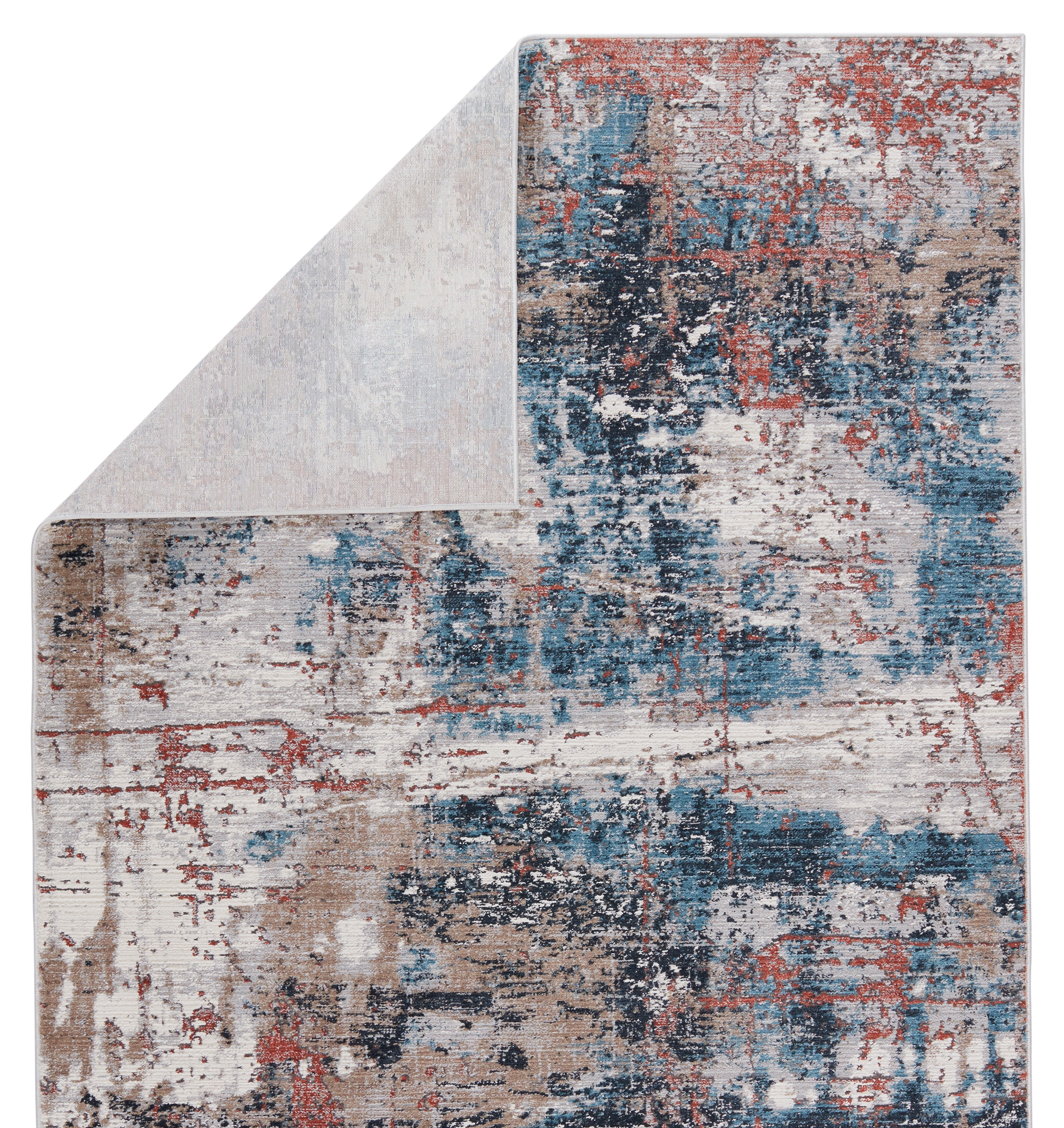 Vibe by Casiane Abstract Red/ Blue Runner Rug (2'6"X8') - Image 2