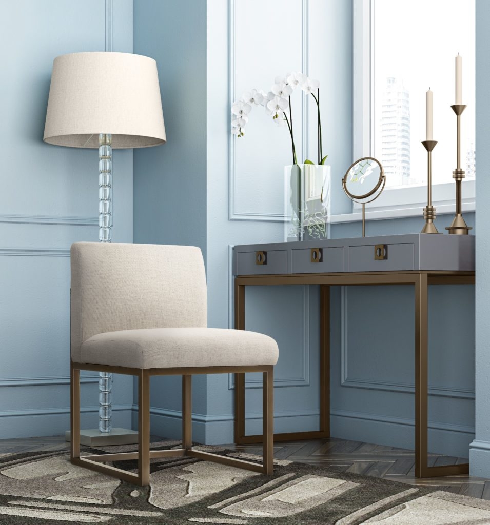 Haute Beige Linen Chair in Brass - Image 5