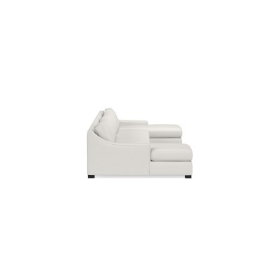 Ghent Slope Arm 3-Piece U-Shape Sofa with Chaise, Standard Cushion, Perennials Performance Canvas, White, Natural Leg - Image 3