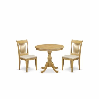 Alcott Hill® Morrigan -OAK-C 3 Piece Dining Table Set - 1 Modern Dining Table And 2 Oak Dining Room Chair - Oak Finish - Image 0