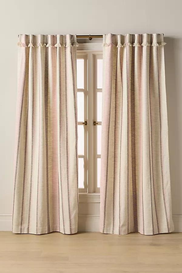 Pieced Stripe Cotton Blend Woven Curtain - Image 0