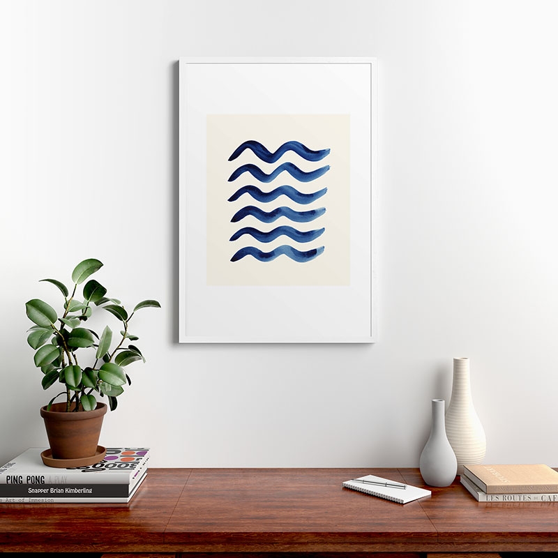 Waves Strokes by Pauline Stanley - Framed Art Print Modern White 24" x 36" - Image 1