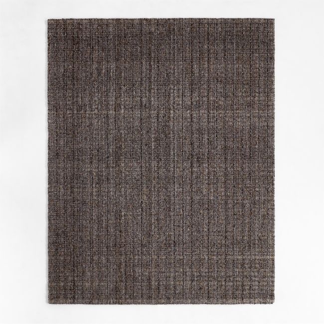 Arles Performance Wool Raised Pattern Dark Grey Area Rug 6'x9' - Image 0