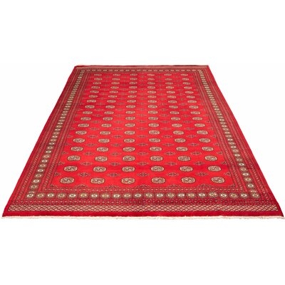 One-of-a-Kind Allal Hand-Knotted 2010s Bokhara Red 9'8" x 12'10" Wool Area Rug - Image 0
