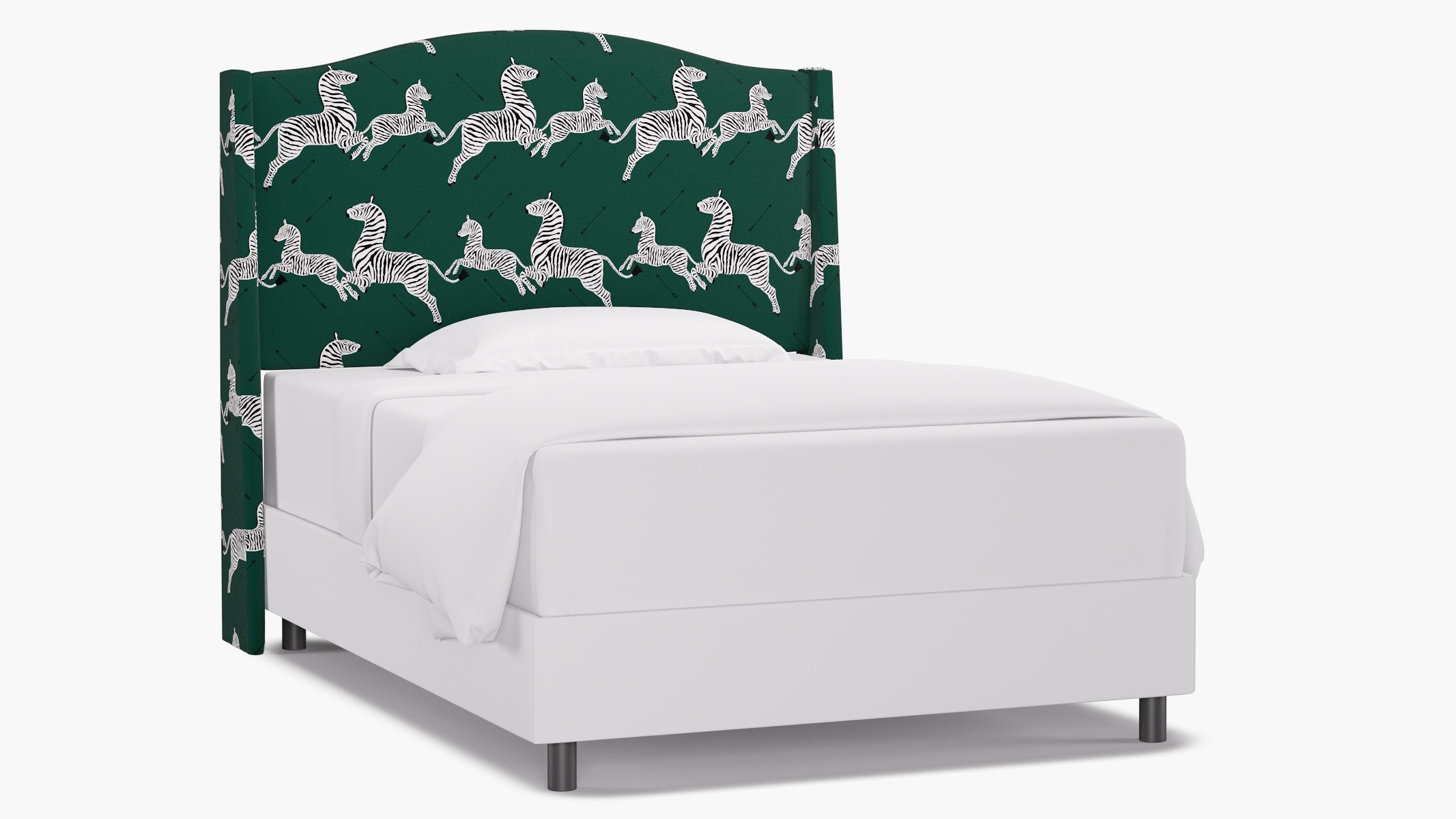 Classic Wingback Headboard, Emerald Zebra, Full - Image 0