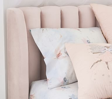 Avalon Upholstered Bed, Full, Linen Blend, Pale Pink - Image 2