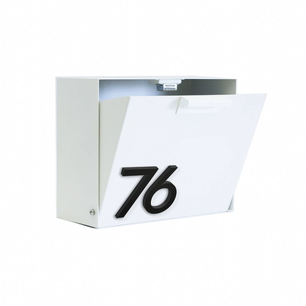 Cubby Wall Mounted Mailbox with Magnetic Wasatch House Numbers, White/Black - Image 0