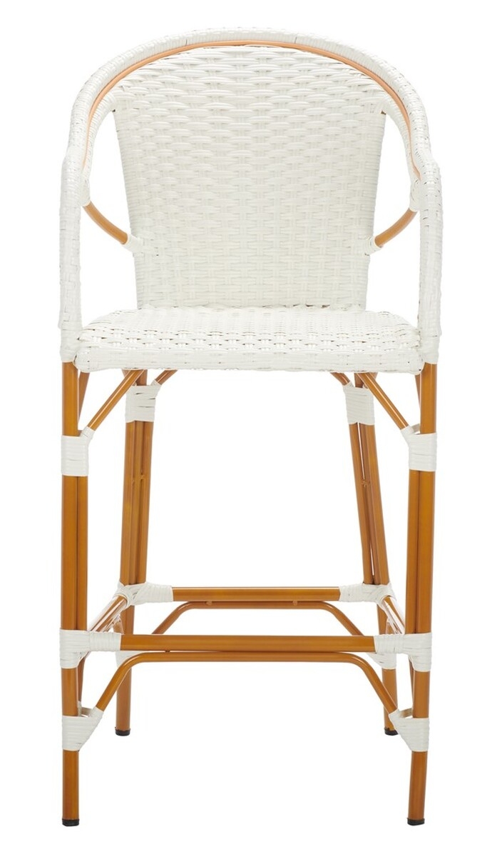 California Bar stool W Arms - White - Safavieh - Image 0