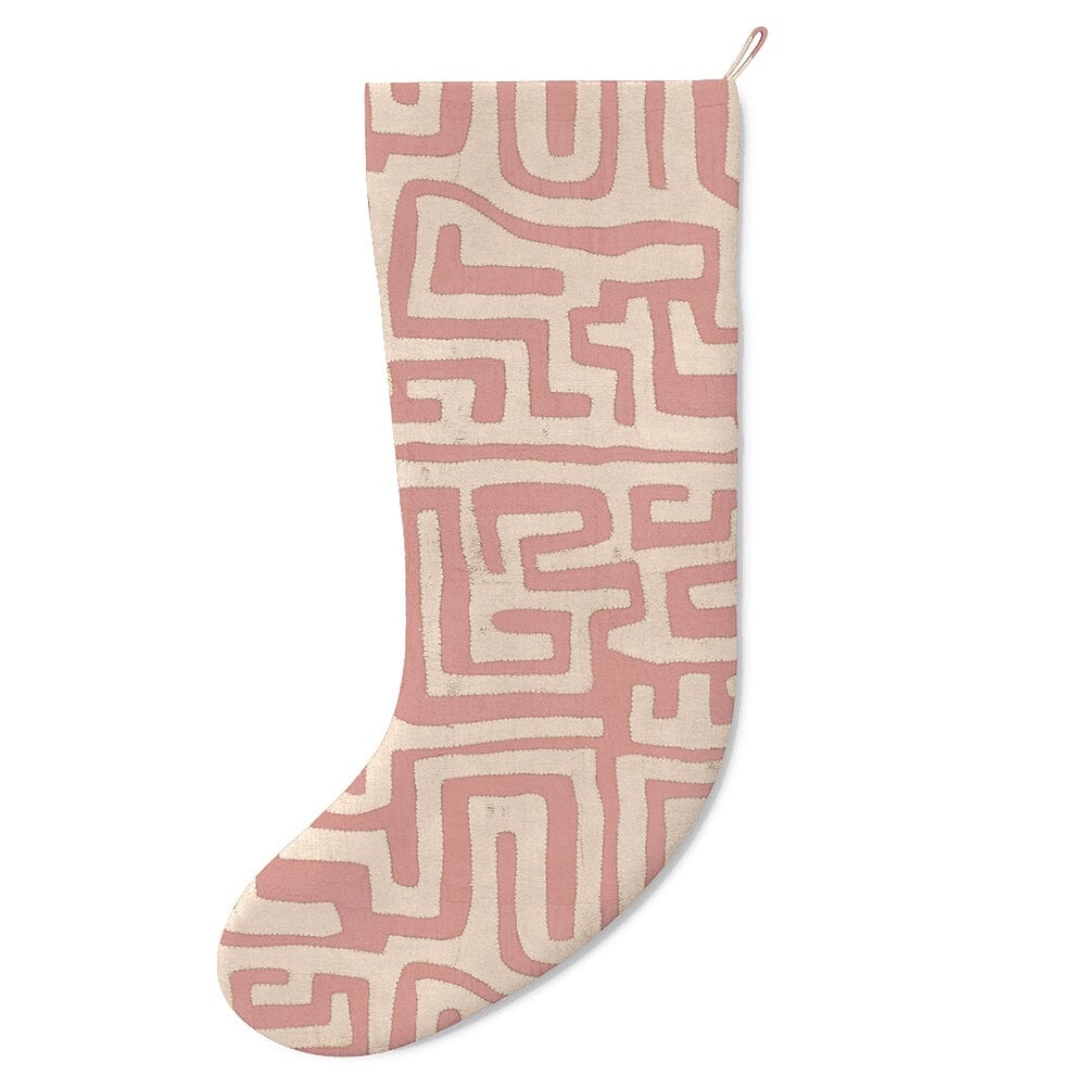 Terracotta Classic Kuba Cloth Stocking by St. Frank | Orange | 8. 5" W x 22" H | Cotton - Image 0