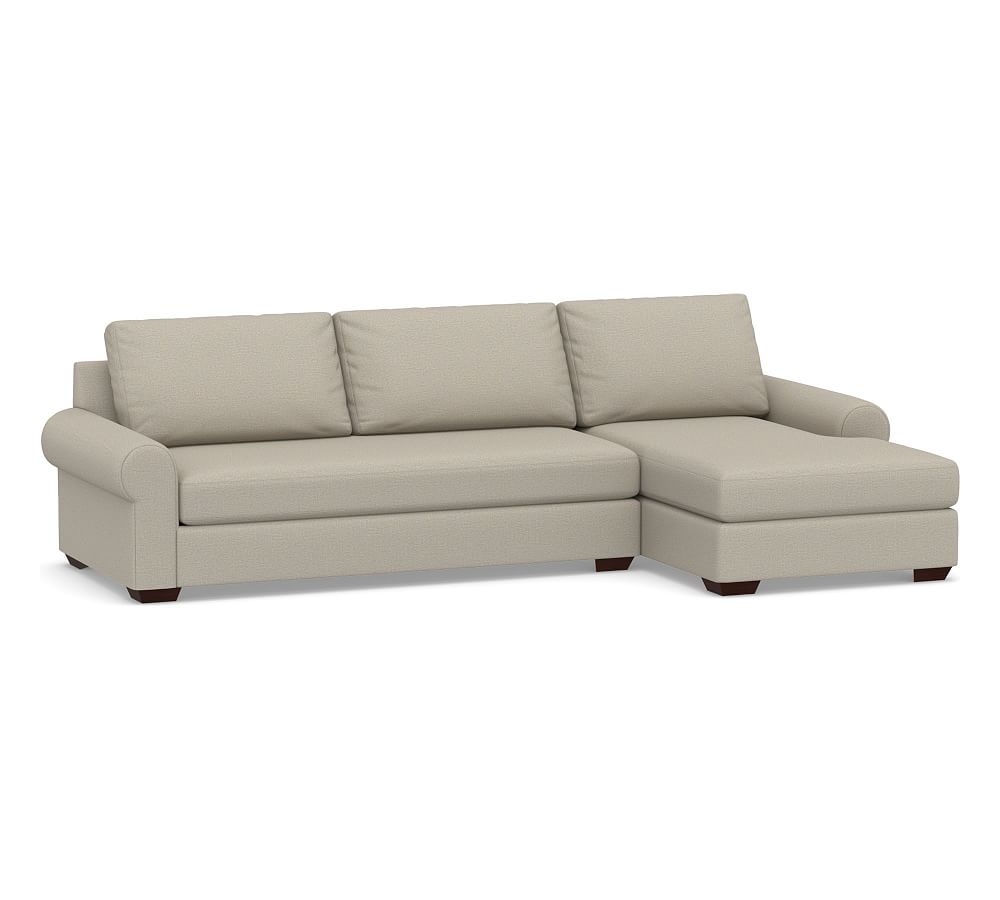 Big Sur Roll Arm Upholstered Left Arm Sofa with Chaise Sectional and Bench Cushion, Down Blend Wrapped Cushions, Performance Boucle Fog - Image 0