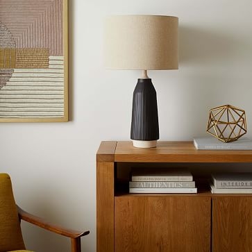 Roar & Rabbit Ripple Ceramic Table Lamp, Tall, Narrow Black - Image 2