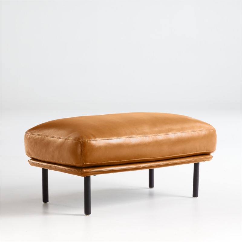 Wells Leather Ottoman - Image 1