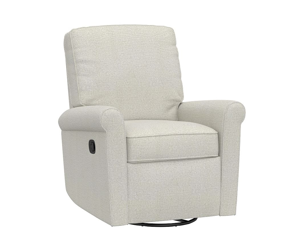 Comfort Small Spaces Manual Swivel Glider & Recliner, Performance Heathered Basketweave, Dove - Image 0