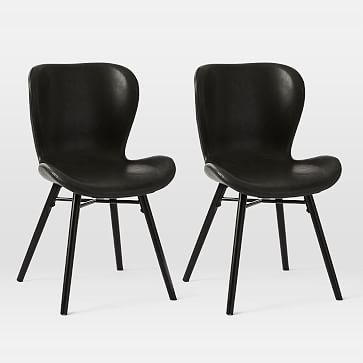 Uma Faux Leather Dining Chair, Black, Set of 2 - Image 0