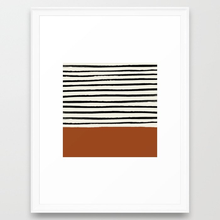 Burnt Orange X Stripes Framed Art Print by Leah Flores - Scoop White - Medium(Gallery) 18" x 24"-20x26 - Image 0