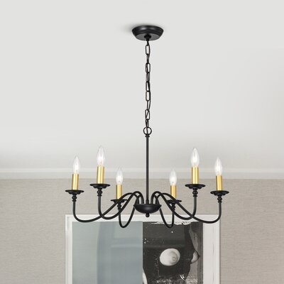 6-Light Candle Style Chandelier Black - Image 0
