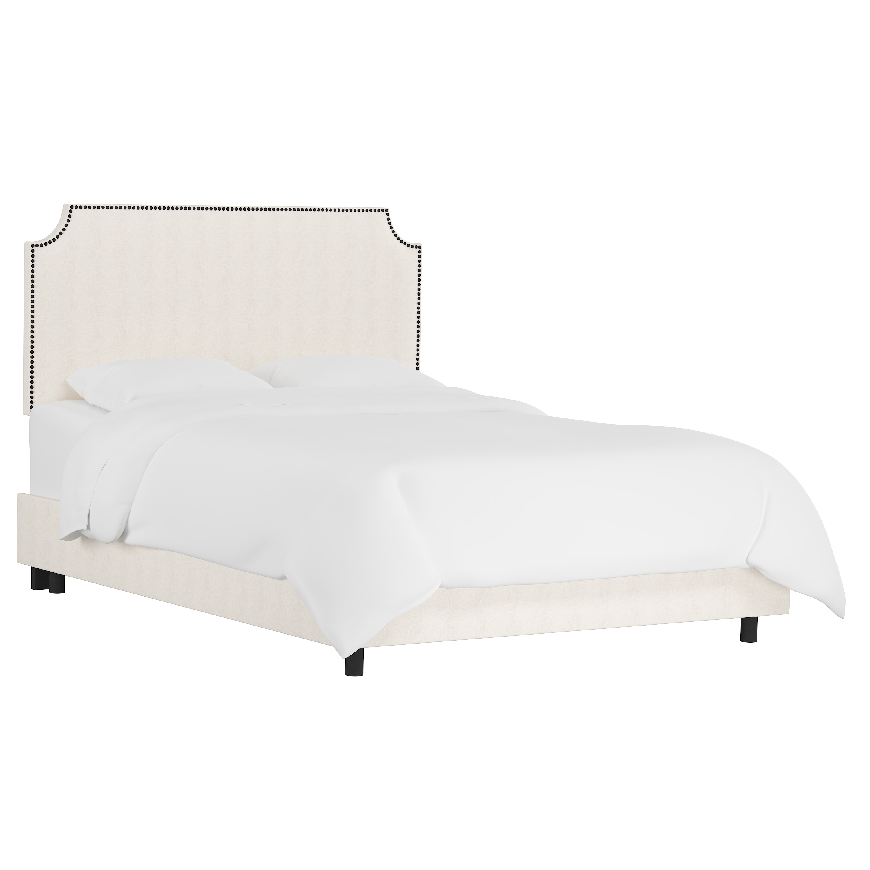 Hudson Bed, Full, White, Black Nailheads - Image 0
