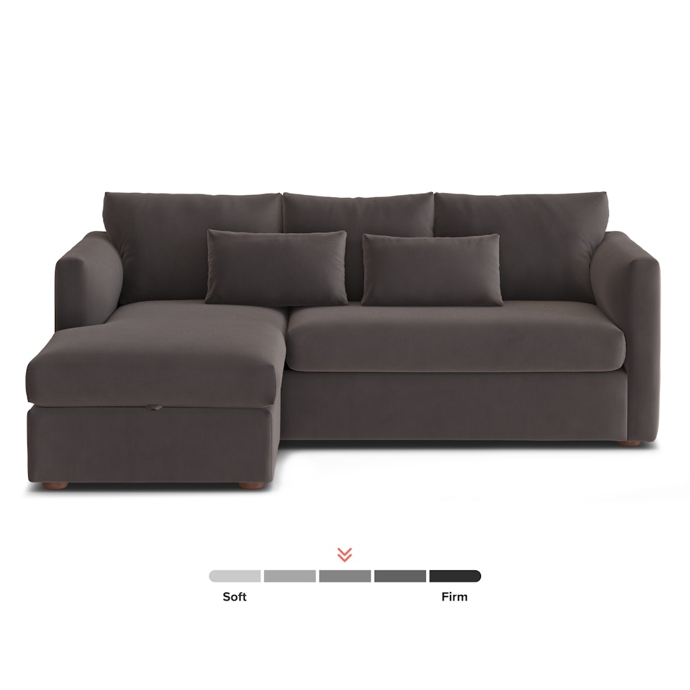 Marina 90" Velvet Reversible Storage Sleeper Sectional - Hale Warm Gray - Image 1