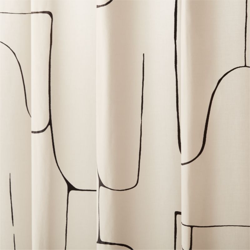 Falazo Organic Cotton Warm White with Black Abstract Shower Curtain 72" - Image 1