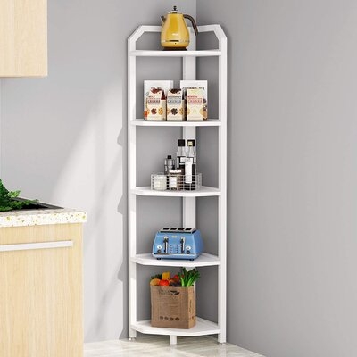 Industrial Corner Shelf, 5-Tier Bookcase, Storage Rack, Plant Stand - Image 0