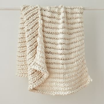 Chunky Knit Throw, White, 50"x60" - Image 0