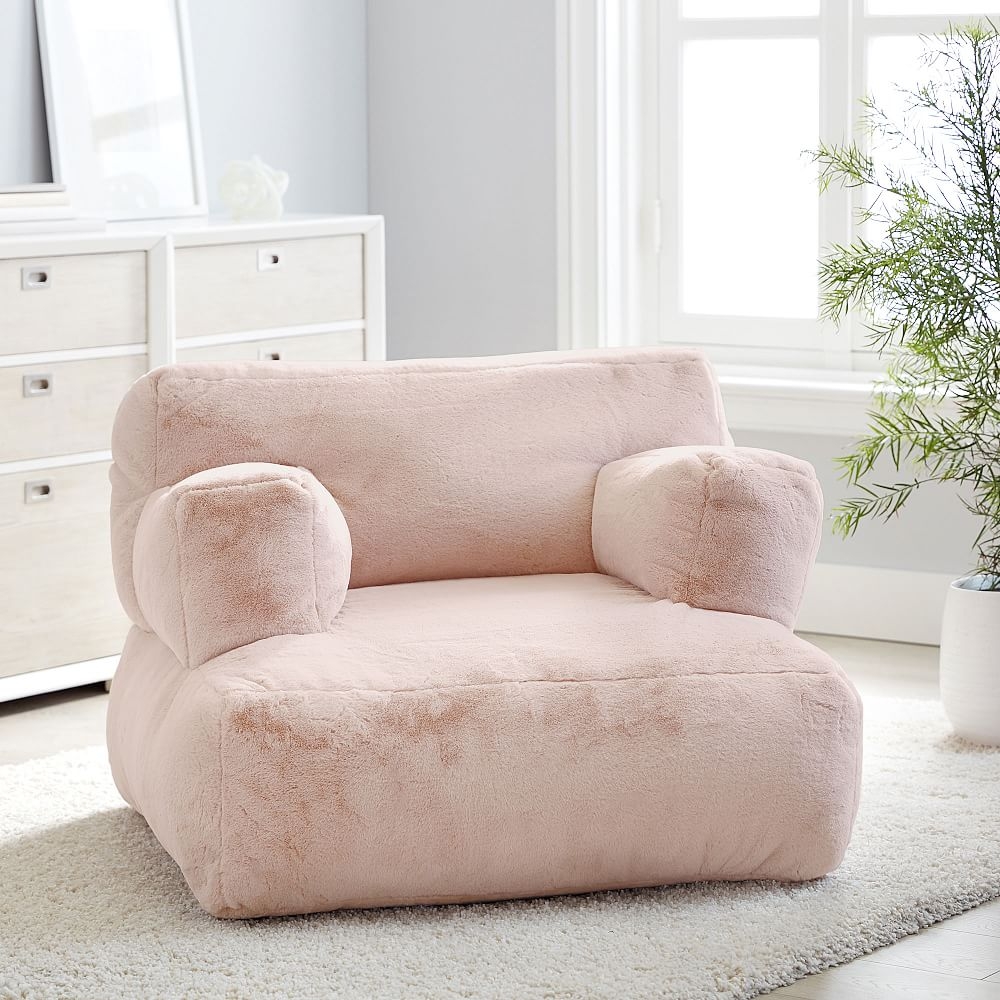 Recycled Faux-Fur Eco Lounger, Blush - Image 0