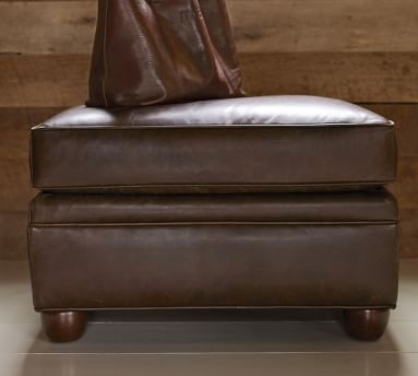 Chesterfield Leather Ottoman 36", Polyester Wrapped Cushions, Statesville Toffee - Image 2