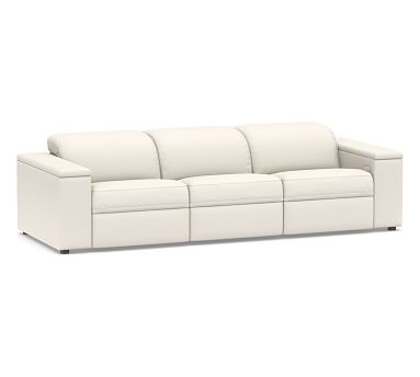 Ultra Lounge Square Arm Upholstered 3-Piece Reclining Sofa Sectional, Polyester Wrapped Cushions, Performance Chateau Basketweave Ivory - Image 0