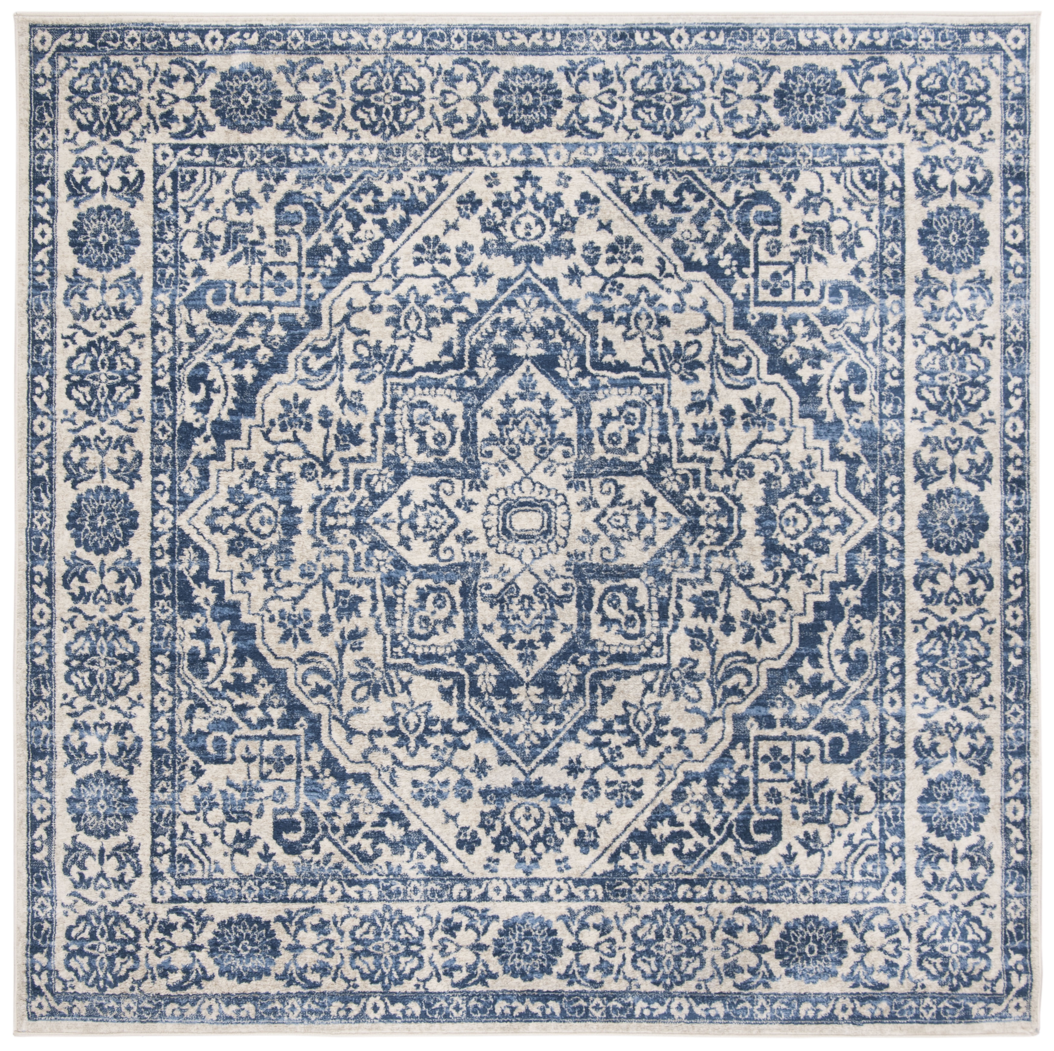 Arlo Home Woven Area Rug, BNT832M, Navy/Light Grey,  6' 7" X 6' 7" Square - Image 0