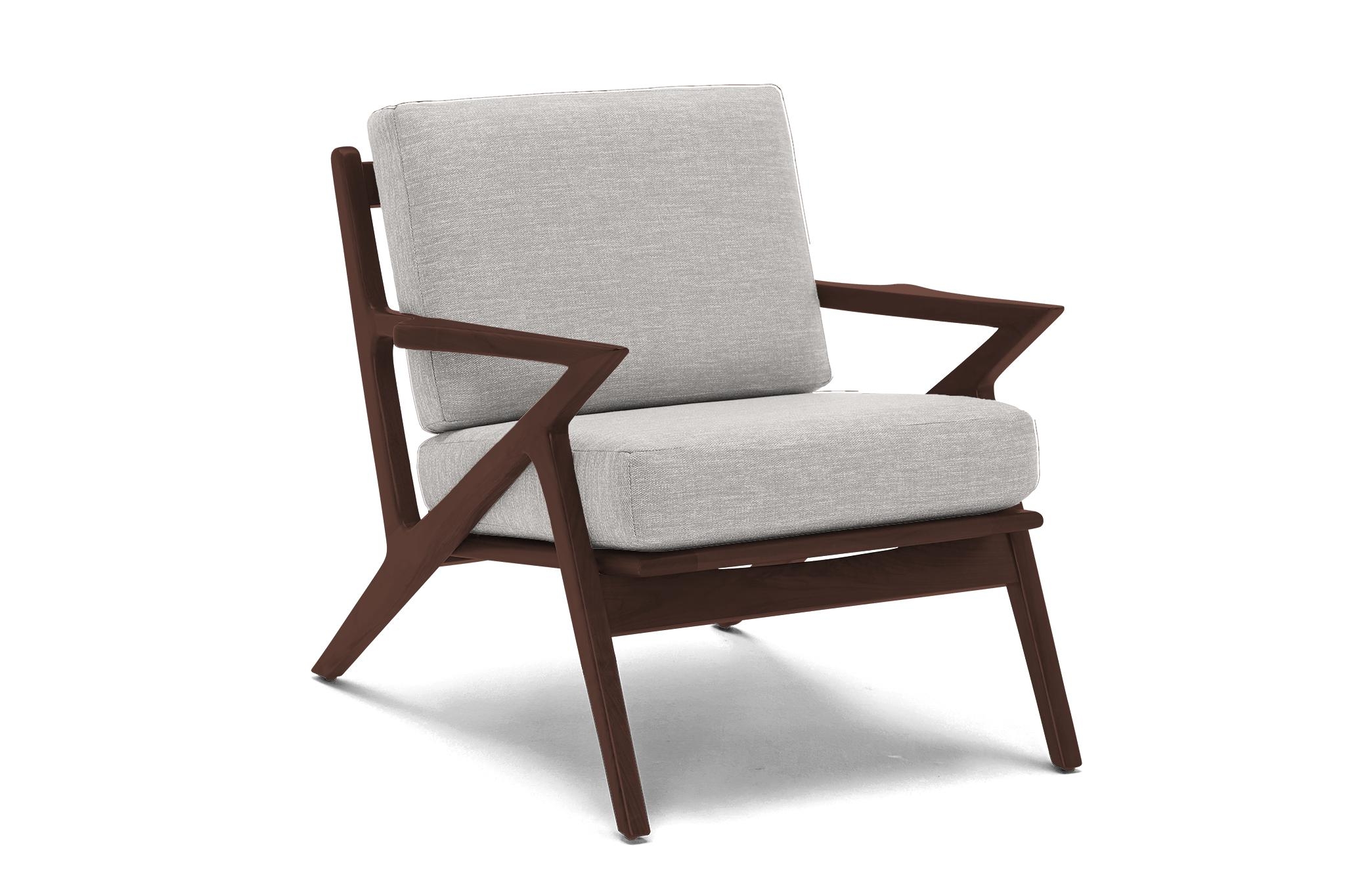 Gray Soto Mid Century Modern Apartment Chair - Sunbrella Premier Fog - Walnut - Image 1