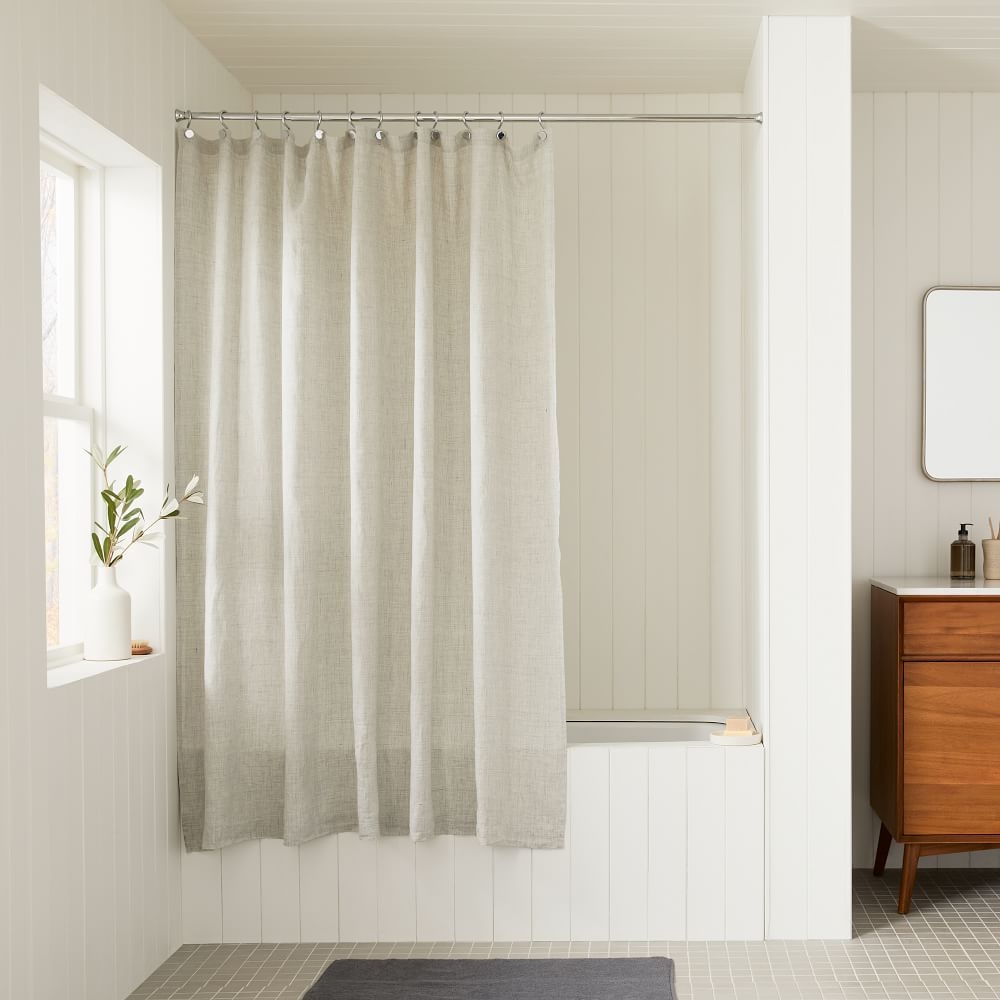European Linen Shower Curtain, Frost Gray Fiber Dye, 72"x74" - Image 0