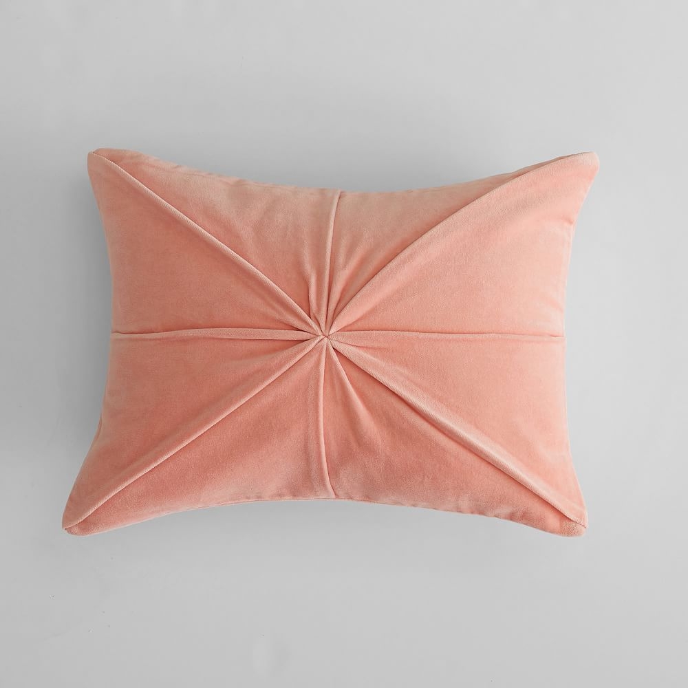 Knotted Velvet Pillow Cover, 12x16, Coral - Image 0