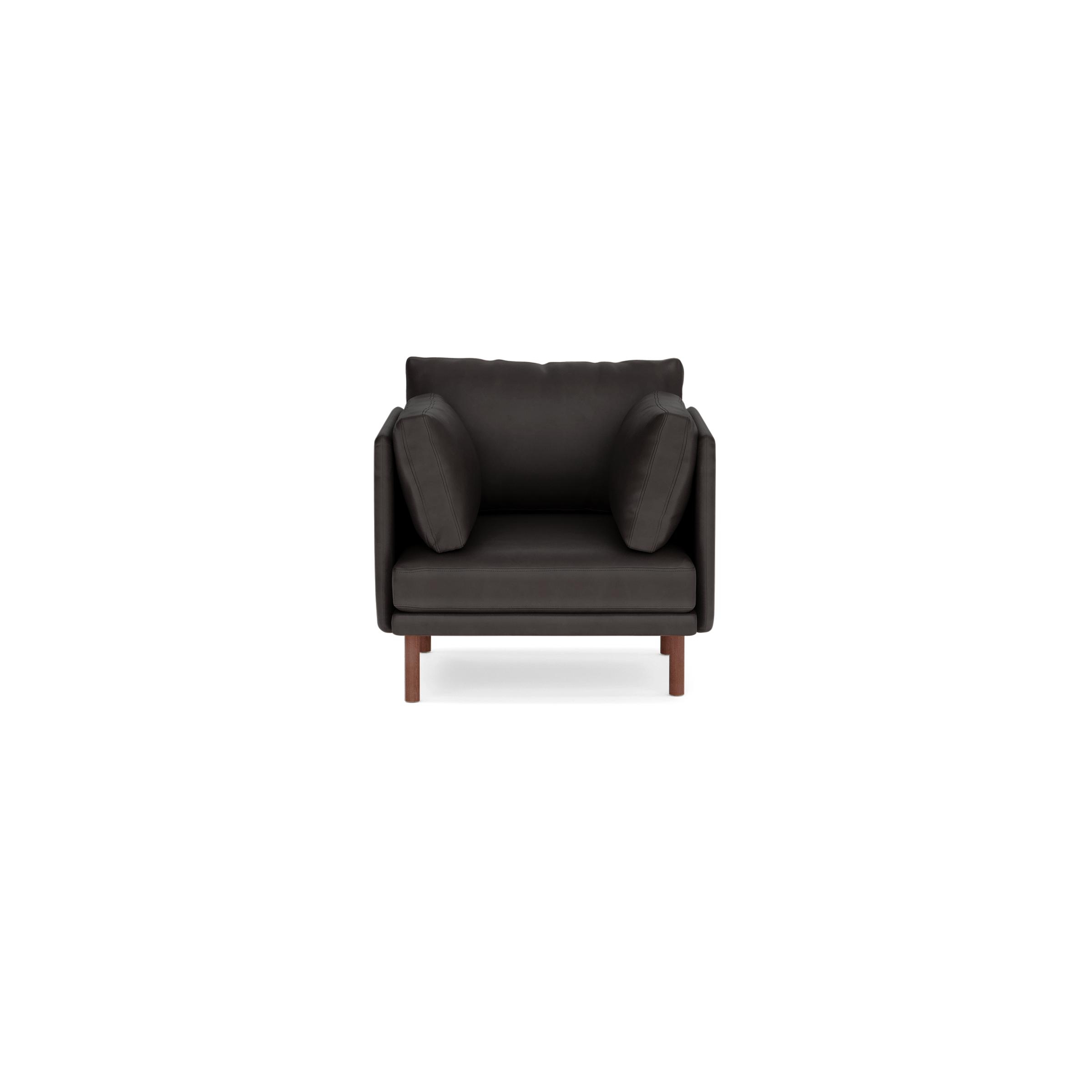 Field Leather Armchair - Slate - Top Grain Leather / Walnut - Wood - Image 0