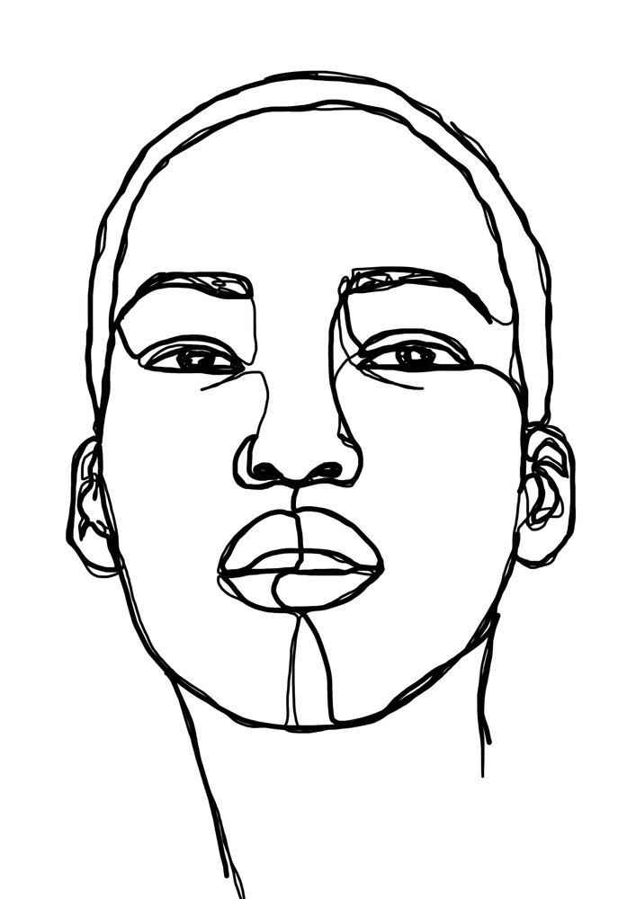 Woman's Face Line Drawing Illustration - Addie Framed Art Print by The Colour Study - Conservation Walnut - X-Small 8" x 10"-10x12 - Image 1