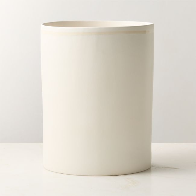 Violeta White Ceramic Wastebasket - Image 0