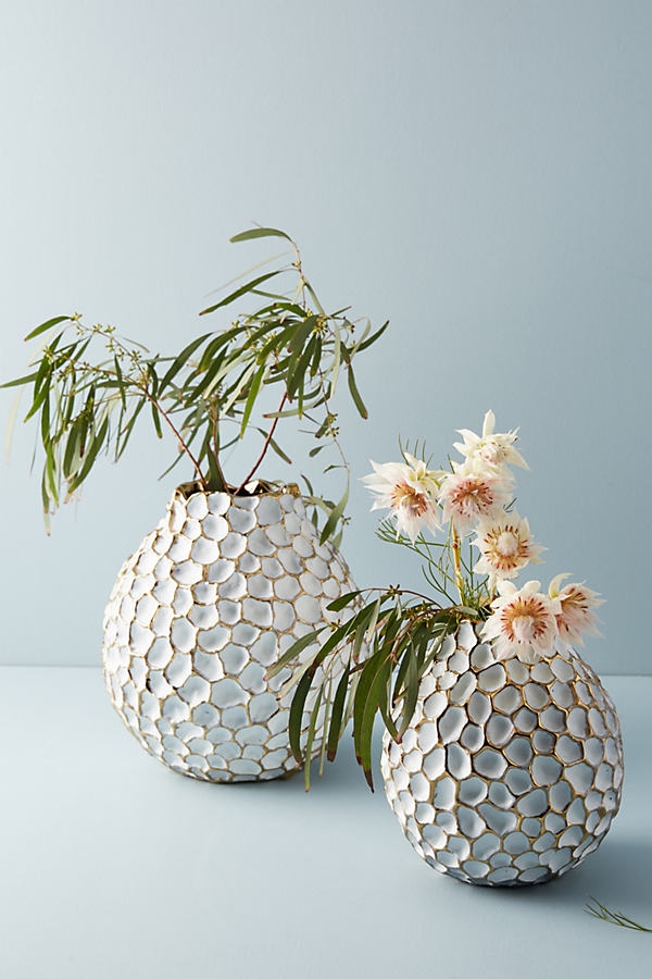 Honeycomb Vase By Anthropologie in Gold Size S - Image 0