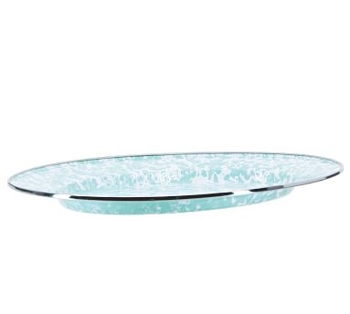 Golden Rabbit Sea Glass Enamel Oval Serving Platter - Image 1