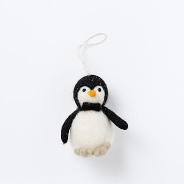 Felt Animal Ornament, Penguin With Bowtie - Image 0