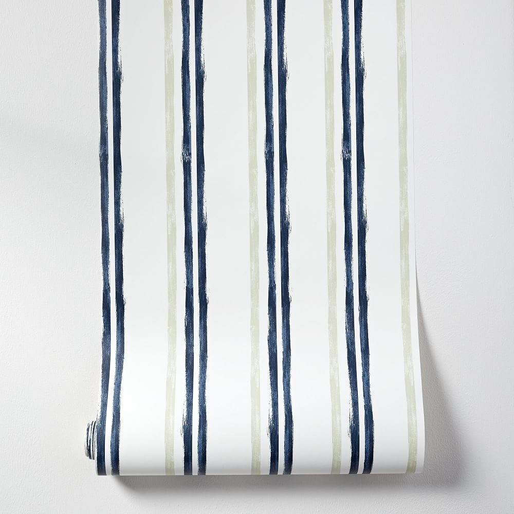 Repeating Stripes Wallpaper, White Midnight, Single Roll - Image 0
