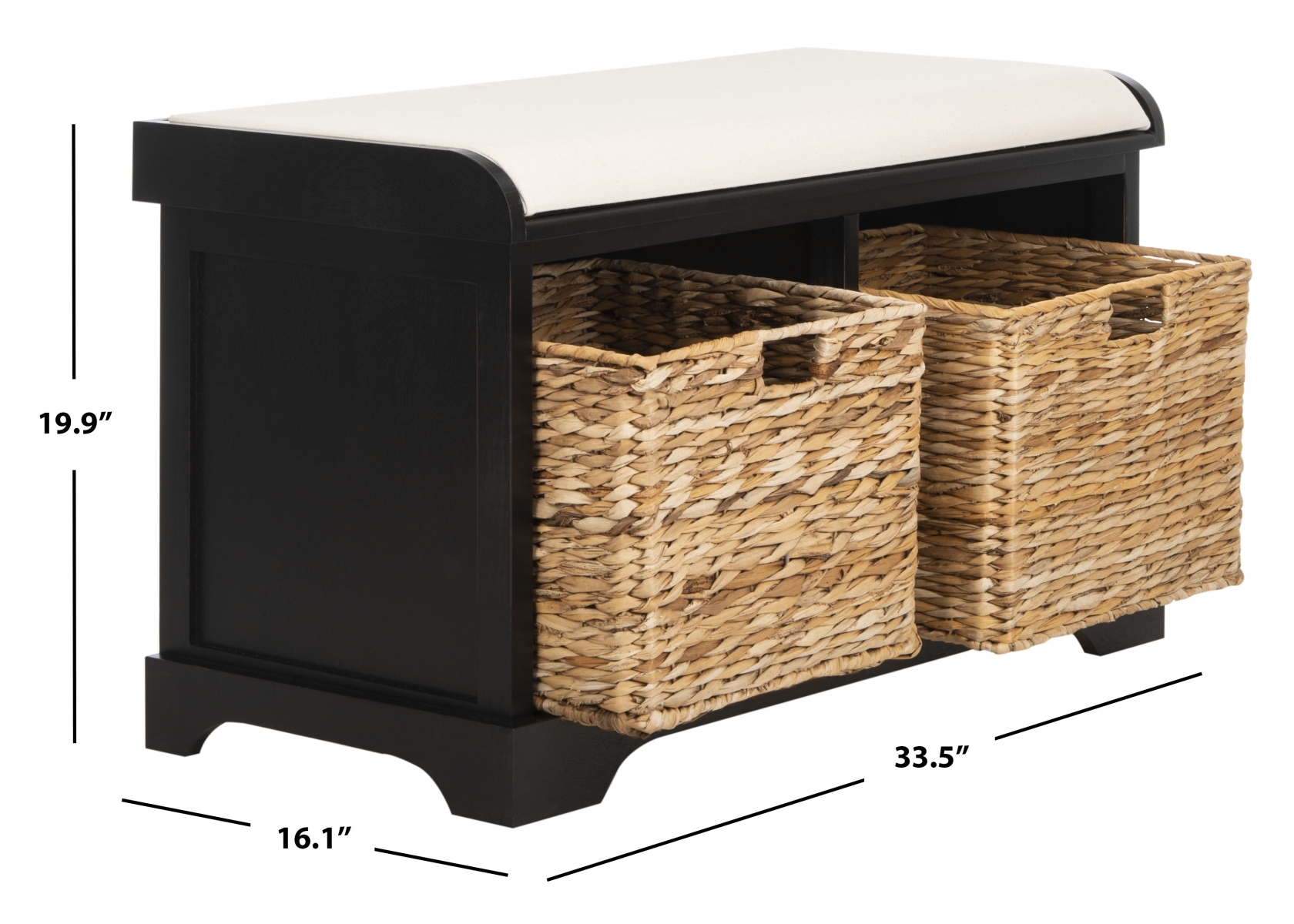 Freddy Storage Bench - Black - Safavieh - Image 8