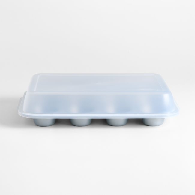 Crate & Barrel Silver 12-Cup Muffin Pan with Lid - Image 0