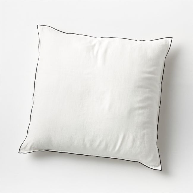 New Natural Hemp Merrow Stitch Crisp White Euro Bed Pillow Sham - Image 0