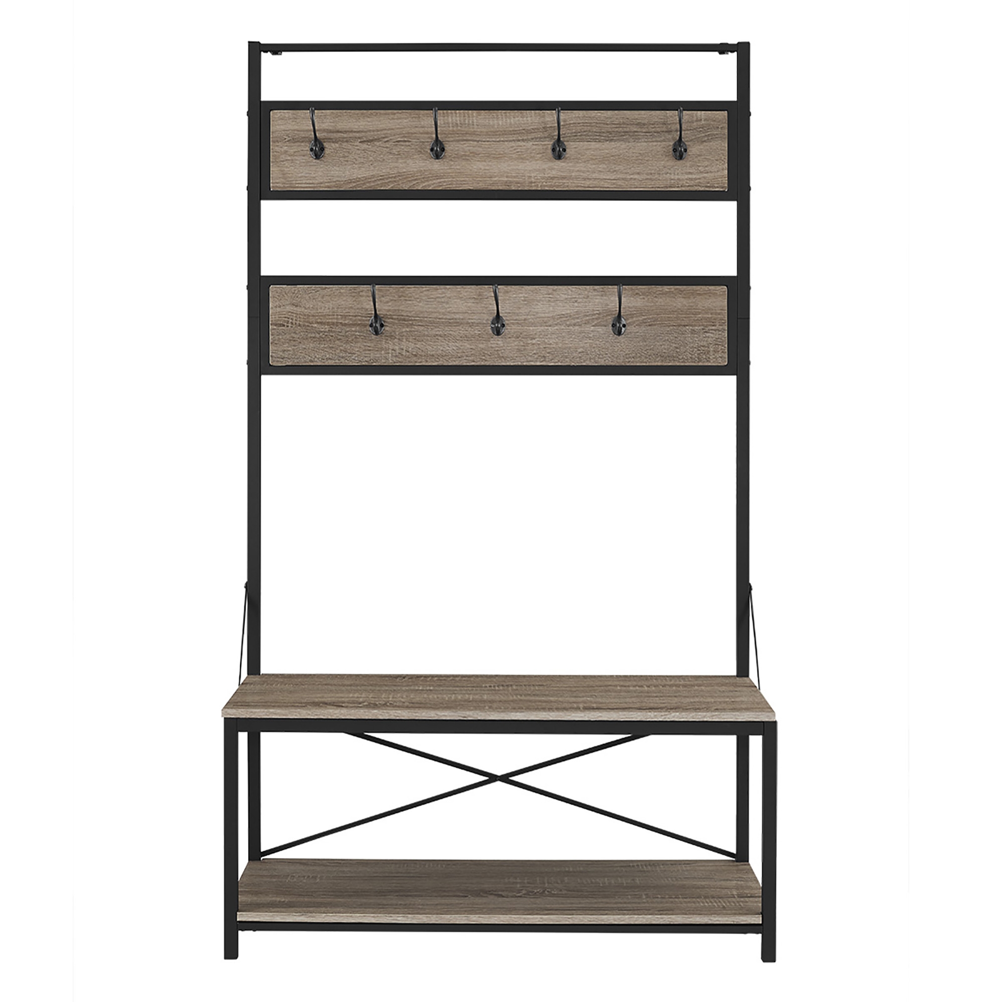 40" Rustic Wood Hall Tree - Driftwood - Image 1