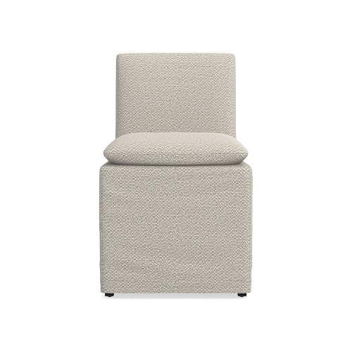 Laguna Slipcovered Dining Side Chair, Standard Cushion, Perennials Performance Chenille Weave, Ivory - Image 0