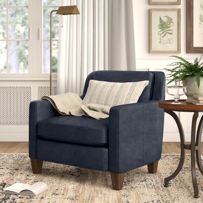 Barstow 32" W Genuine Leather Down Cushion Armchair - Image 0