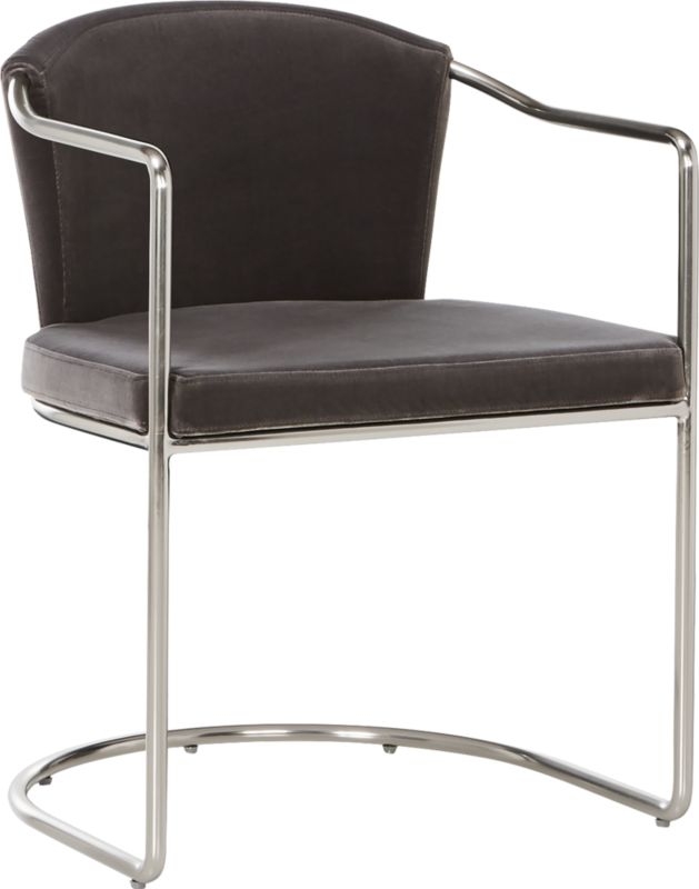 Cleo Grey Velvet Cantilever Chair - Image 2