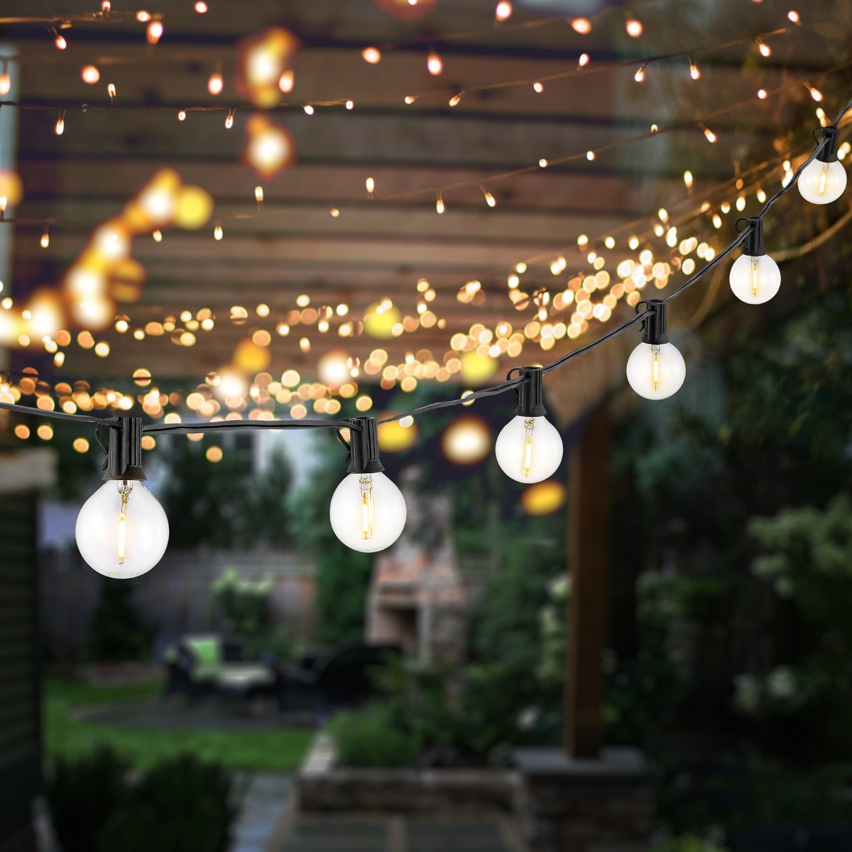 Jenica Outdoor String Lights - Black - Safavieh - Image 1