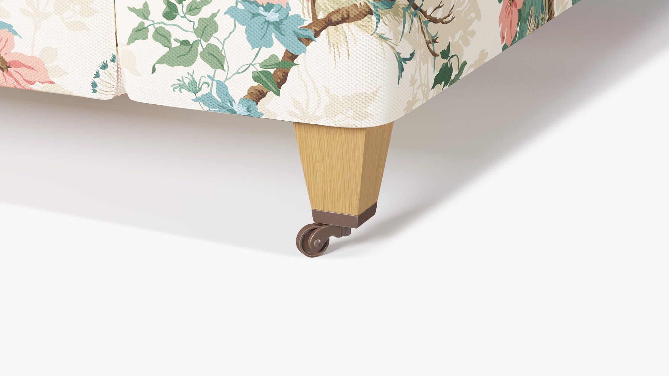 Classic Sofa, Rose Peacock Park, Natural with Antique Brass Caster - Image 1