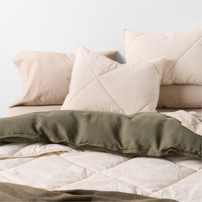 Aire Cotton Crinkle Matelasse Calm Beige Twin/Twin XL Comforter - Image 0